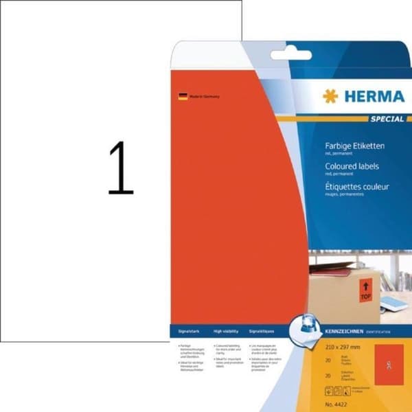 HERMA 4422 Röd Självhäftande skrivaretikett skrivaretikett