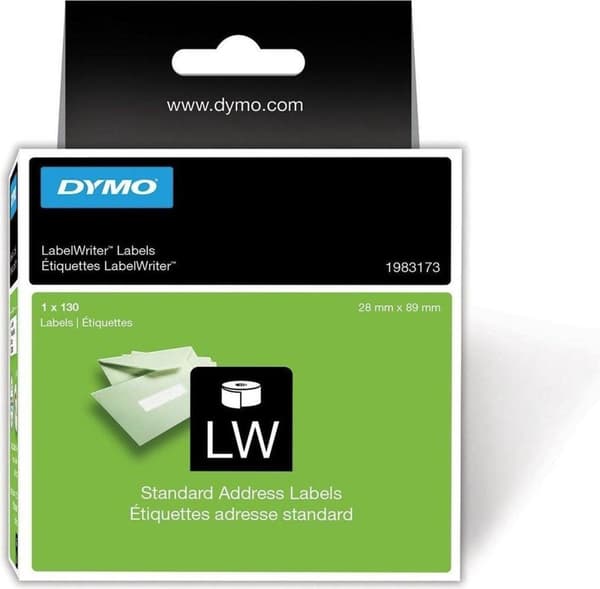 DYMO LW adresseetiketter, 28 mm x 89 mm, papir, 130 etiketter