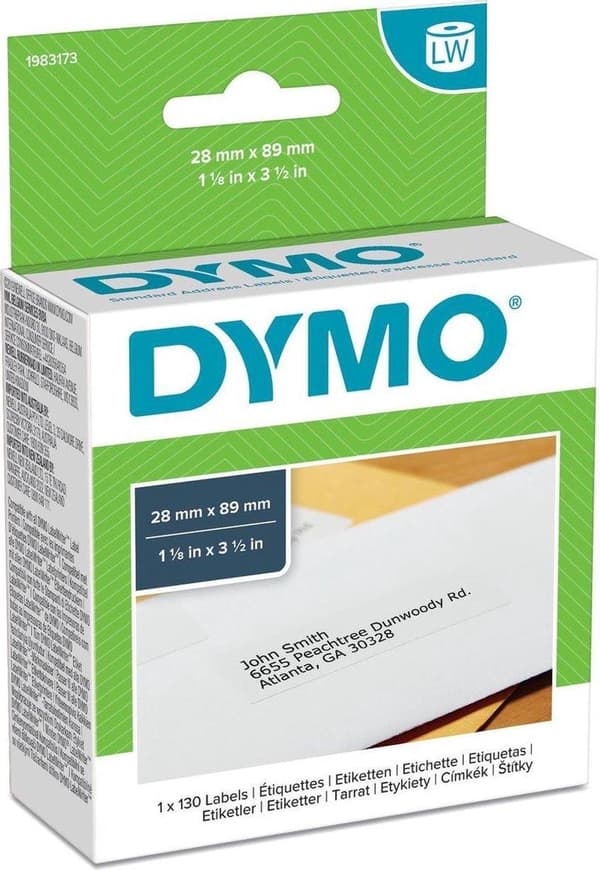 DYMO LW adresseetiketter, 28 mm x 89 mm, papir, 130 etiketter