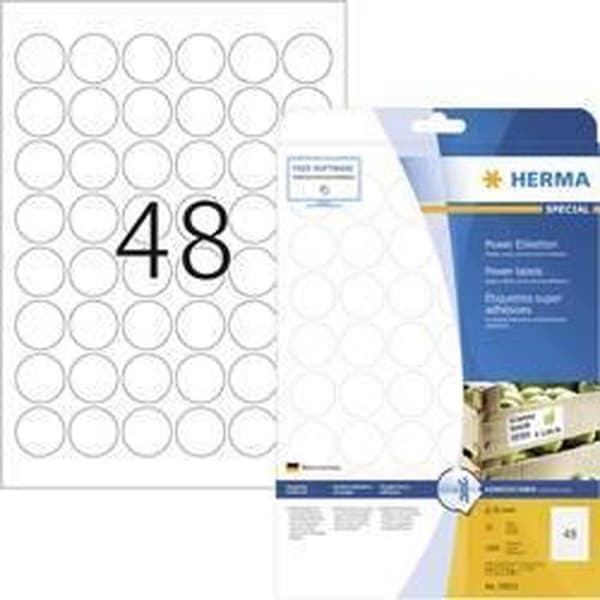 HERMA Labels A4 valkoinen 30 mm pyöreä erittäin tarttuva 1200 kpl.