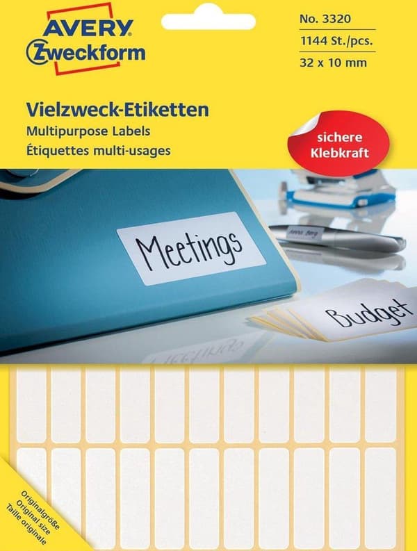 Yksityinen etiketti Avery 3320 Manual Label 32x10mm valkoinen
