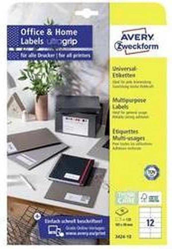 Avery Labels Zweckform 105 X 48 Mm Papir Hvid 120 Stk