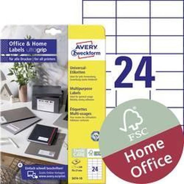 Avery Labels Zweckform 70 x 37 mm paperi valkoinen 240 kpl