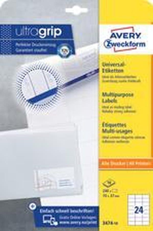 Avery Labels Zweckform 70 x 37 mm paperi valkoinen 240 kpl