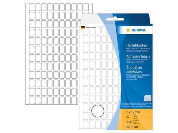 Herma 2310 monitoimilaite. etiketti. valkoinen 8x12 32 arkkia 111x170 3840 kpl.