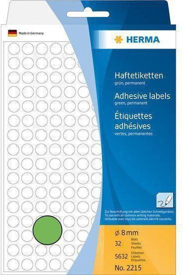 HERMA 2215 Universaletiketter grøn Ø 8 mm Papir 5632 stk.