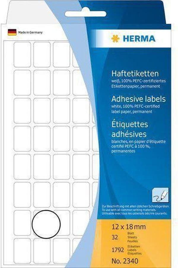 HERMA 2340 Yleisetiketit valkoinen 12x18 mm 1792 kpl.