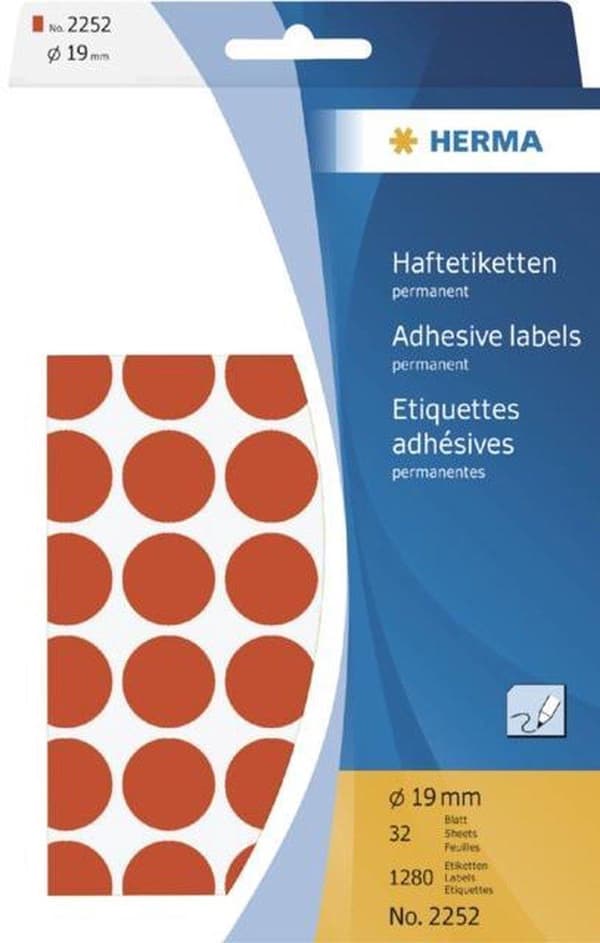 Herma 2252 Universal etiket. rød Ø19 32 ark 111x170 1280 stk