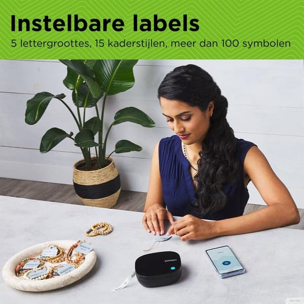 DYMO LetraTag 200B Bluetooth Label Maker | Kompakti tarratulostin | Yhteys langattomalla Bluetooth-tekniikalla iOS:n ja Androidin kanssa | Sisältää 1