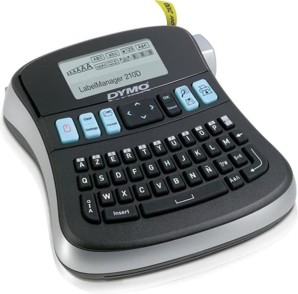 DYMO LabelManager 210D Etikettmaskin | Skrivbordsetikettskrivare | Bärbar etikettmaskin med AZERTY-tangentbord | Stor skärm och nycklar för snabb åtko