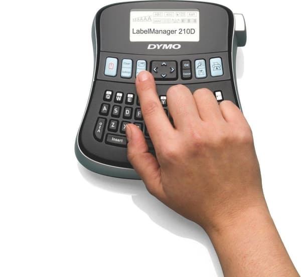 DYMO LabelManager 210D Etikettmaskin | Skrivbordsetikettskrivare | Bärbar etikettmaskin med AZERTY-tangentbord | Stor skärm och nycklar för snabb åtko
