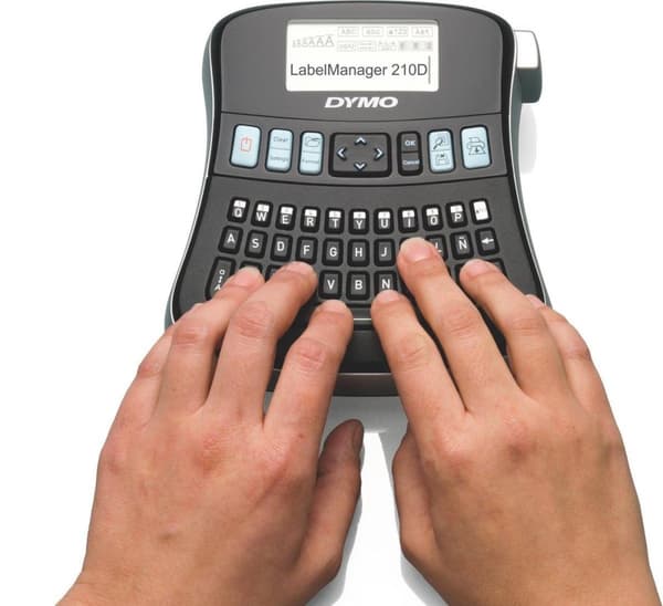 DYMO LabelManager 210D Etikettmaskin | Skrivbordsetikettskrivare | Bärbar etikettmaskin med AZERTY-tangentbord | Stor skärm och nycklar för snabb åtko