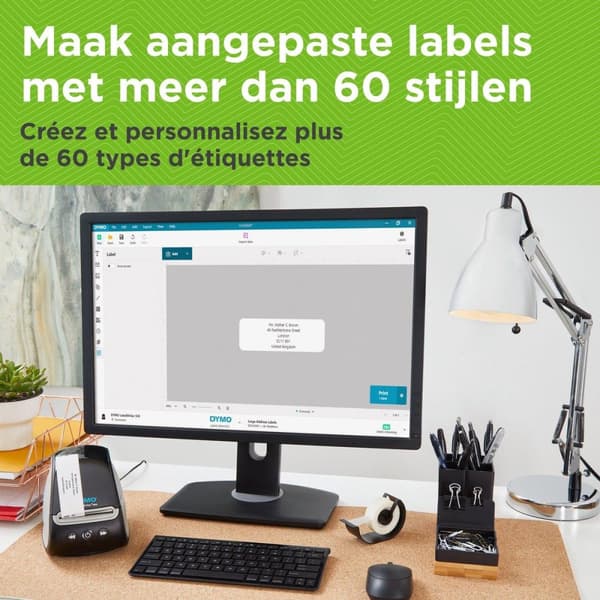 DYMO LabelWriter 550 -tarratulostin ja -tarrat | 2 x monitoimiset LW-tarrat (yhteensä 1320) | 1 x LW-käyntikorttitarrat (300 per rulla) | Kestävät LW-