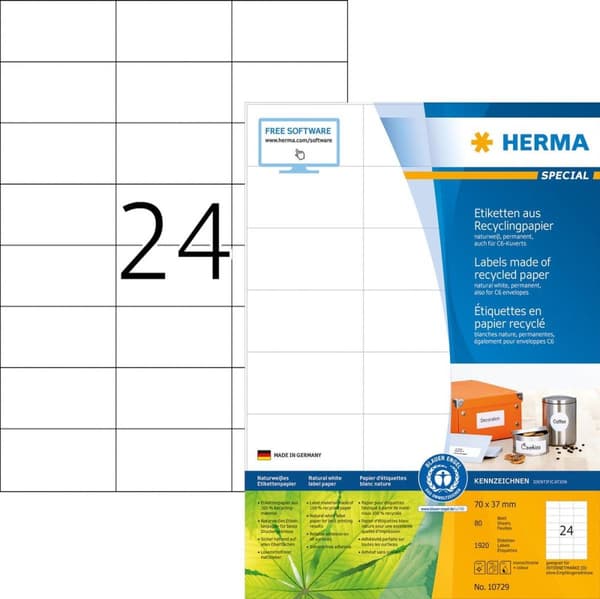 HERMA 10729 printeretiket hvid selvklæbende printeretiket (10729)