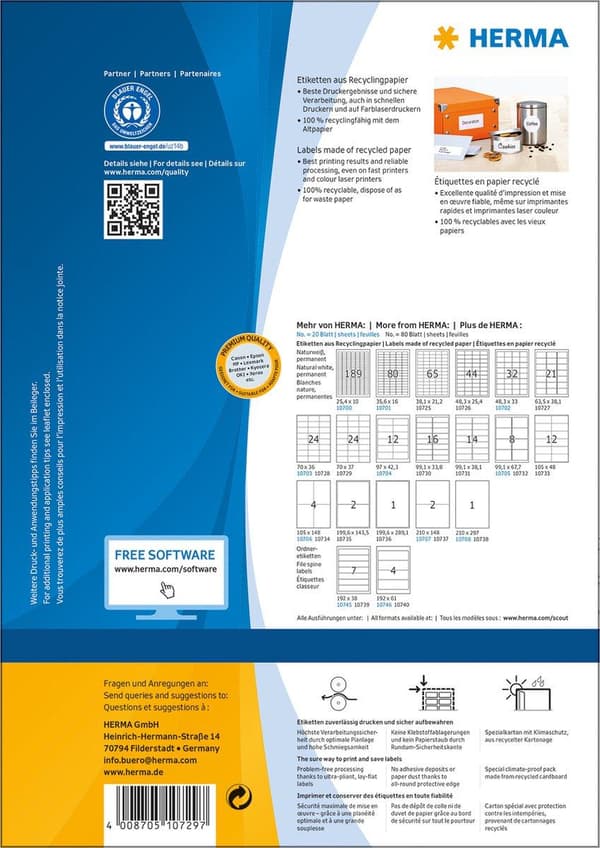 HERMA 10729 printeretiket hvid selvklæbende printeretiket (10729)