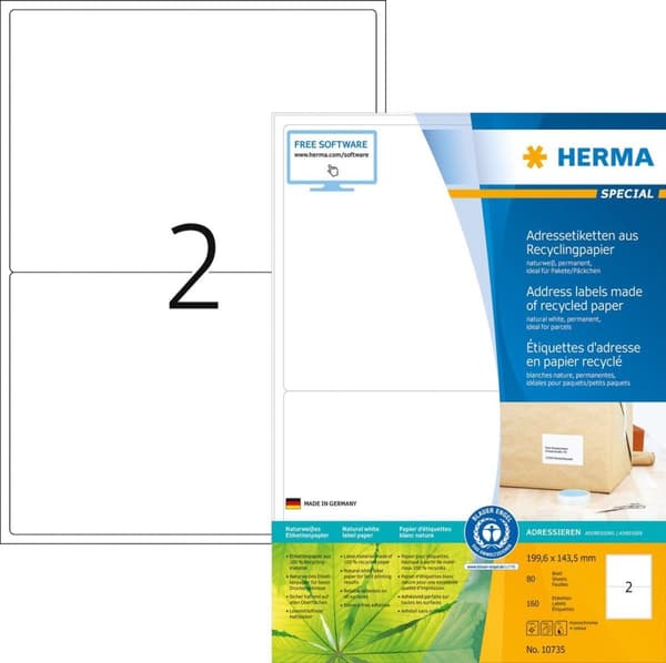 HERMA 10735 skrivaretikett vit självhäftande skrivaretikett (10735)