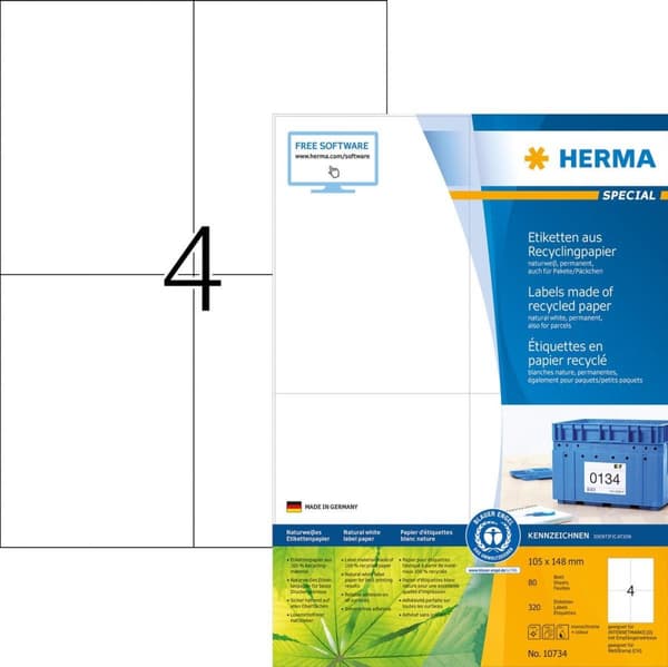 HERMA 10734 skrivaretikett vit självhäftande skrivaretikett (10734)
