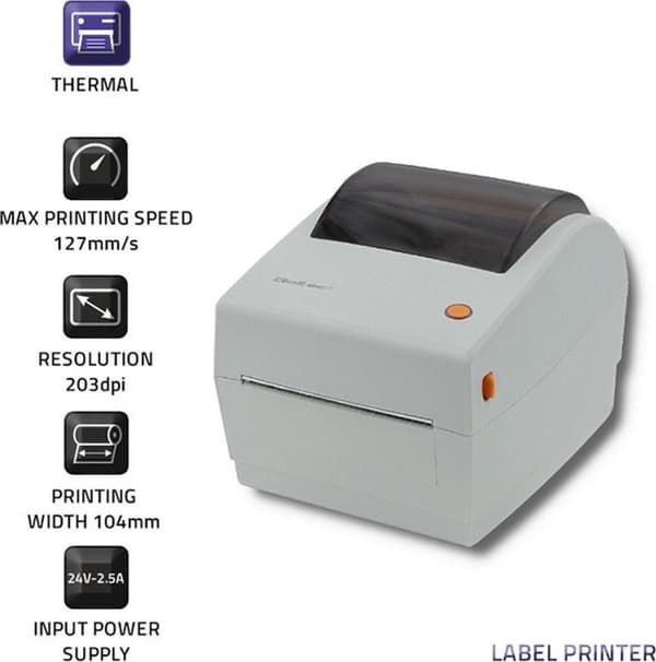 Qoltec 50243 Etiketprinter LTP-0243 | termisk | Høj hastighed | 203 dpi | USB | LAN
