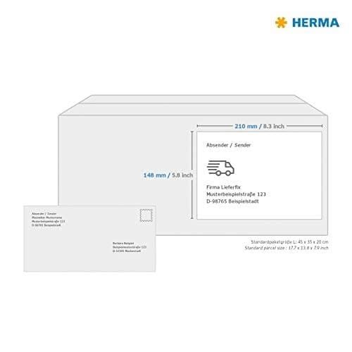 HERMA universaletiketter genbrug, 210 x 148 mm, 20 ark hvid, selvklæbende, printbar, permanent klæbende - 1 stk (10707)