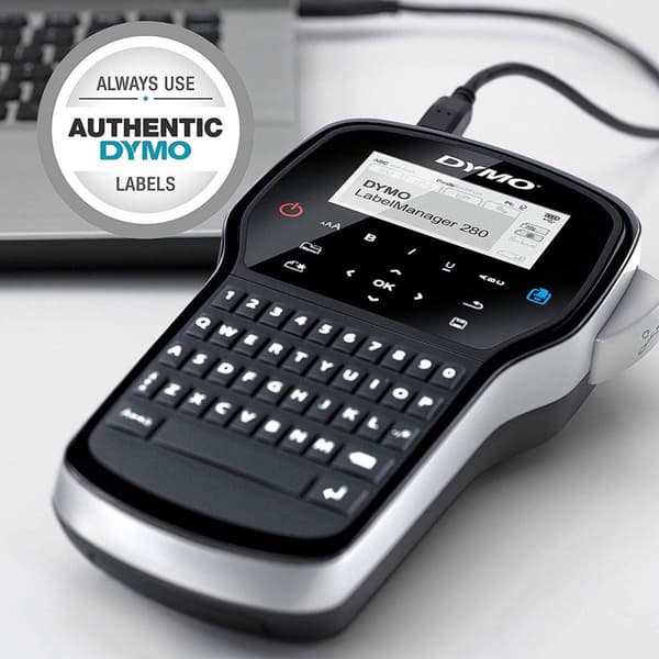 DYMO LabelMANAGER 280 - etiketteringsenhed - sort/hvid - termisk overførsel - rulle (1,2 cm) - USB - skærer