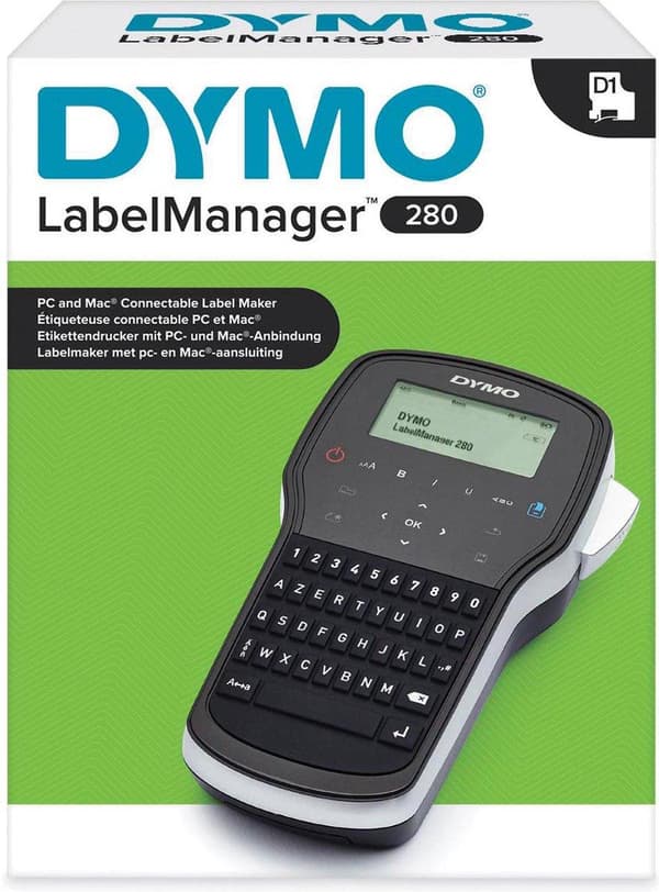 DYMO LabelMANAGER 280 - etiketteringsenhed - sort/hvid - termisk overførsel - rulle (1,2 cm) - USB - skærer