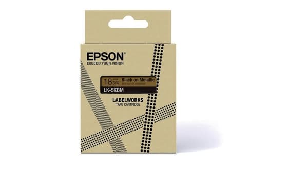 Epson LabelWorks LK-5KBM - Musta metallikullalla - Rulla (1,8 cm x 9 m) 1 kasetti(a) ripustuslaatikko - teippikasetti - LabelWorks LW-C410, LW-C610