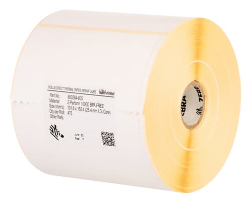 Label, Paper, 38x25mm; Thermal Transfer, Z-Perform 1000T, Uncoated, Permanent Adhesive, 25mm Core