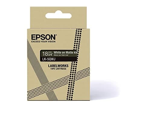 Epson LabelWorks LK-5QWJ - Vit på Matt Khaki - Rulle (1,8 cm x 8 m) 1 kassett(er) hängande låda - tejpkassett - för LabelWorks LW-C410, LW-C610 (C53S6