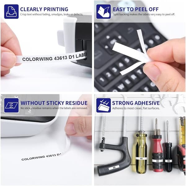 Dymo erstatning Casse Roll | 43613 | Svart tekst - hvit tape