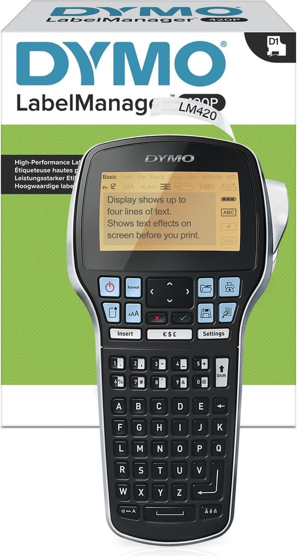 DYMO LabelManager 420P 6/9/12/19mm D1-tejper ABC UK/HK (S0915490) Svart