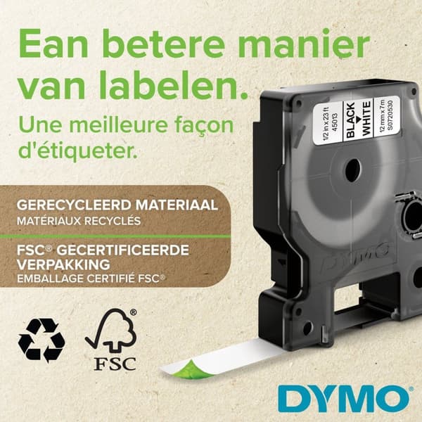 DYMO D1 19 mm, 5 st, permanent sorterad/Hvi (S0718070)