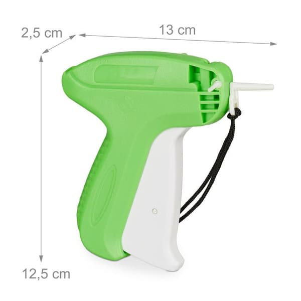 Relaxdays Pistol etikettera, etiketter med 5 extra nålar och 5000 fästen ingår, snabbetiketterare, grön-vit