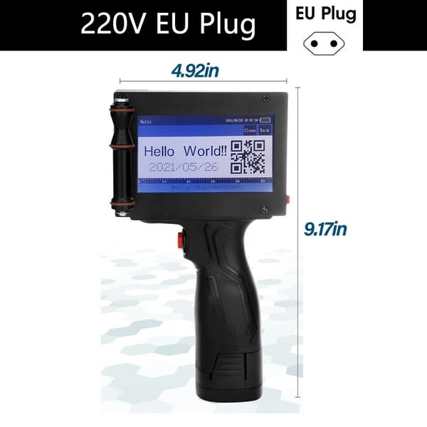 Håndholdt Inkjet Printer, 4,3 Tommer Touch Skærm, Høj Definition Udskrivning,220V EU Stik