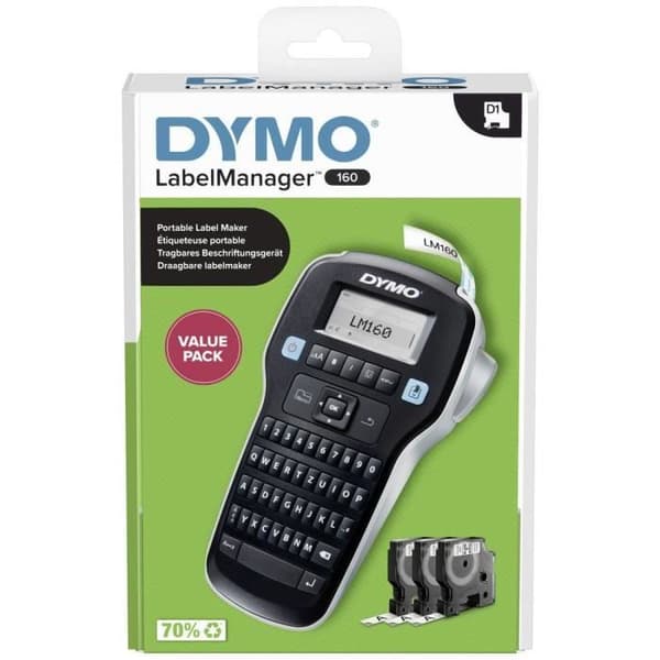 DYMO Labelmanager 160 Value Pack Etikettmaskin lämplig för band: D1 12 mm, 9 mm, 6 mm