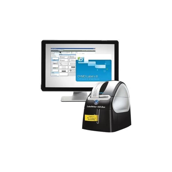 DYMO LabelWriter 450 Duo termisk pappersetikettskrivare kan anslutas till PC/MAC via USB-port