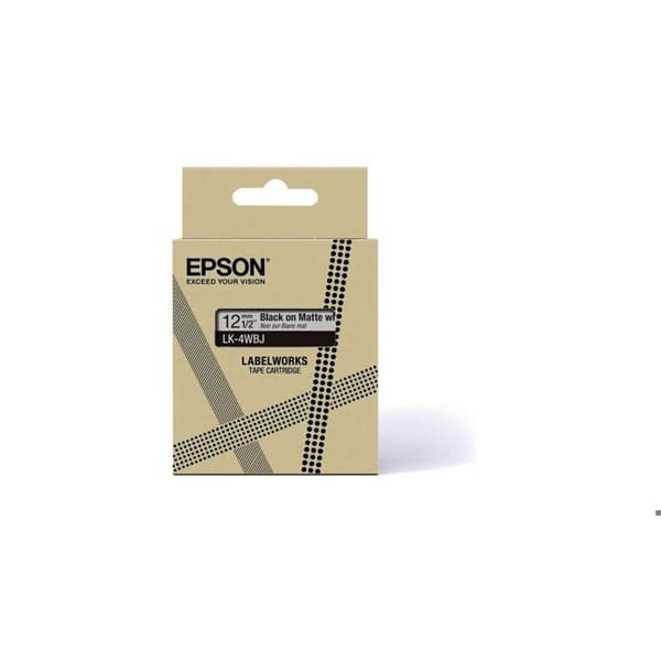 Etikettband - EPSON - LK-4WBJ - Matt vit/svart - 12 mm - Kompatibel med LW-C610 och LW-C410