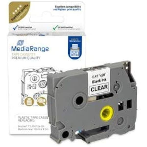 Plastlåda - MEDIARANGE - TZ-251/TZe-251 - Etiketter 24 mm - 8 m - Svart på Vitt