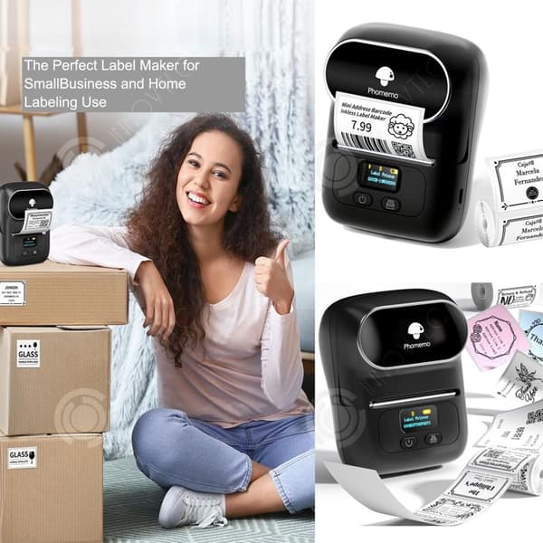 INN Label Printer M110 Bluetooth Label Maker Självhäftande termisk bärbar skrivare med OS och Android med 3 etiketter