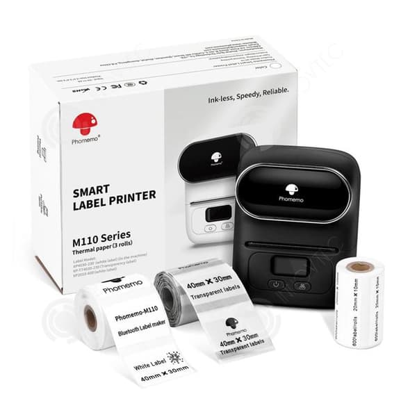 INN Label Printer M110 Bluetooth Label Maker Självhäftande termisk bärbar skrivare med OS och Android med 3 etiketter