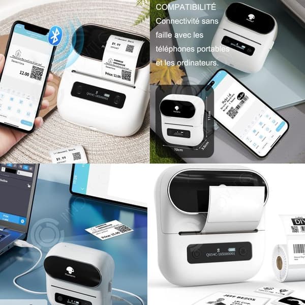INN Etikettskrivare M220 Mini Bluetooth Etikettmaskin Självhäftande termisk bärbar skrivare kompatibel med OS och Android