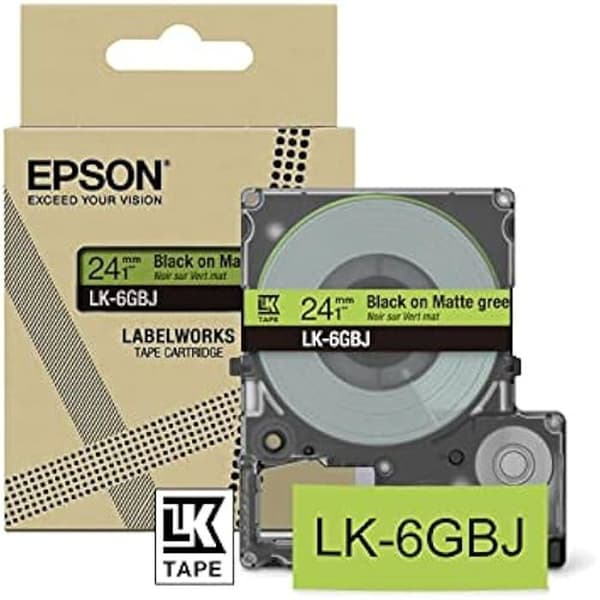 Etikettpatron - EPSON - LK-6GBJ - Kompatibel LW-C610 - Mattgrön - 24 mm - Termisk överföring