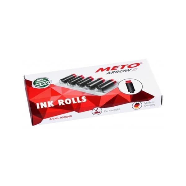 Meto bläckvalsar för Arrow S etiketteringsmaskin, art.nr. 9505909 (1 rad x 8 tecken för 22 x 12 mm etiketter), 5 enheter, svart