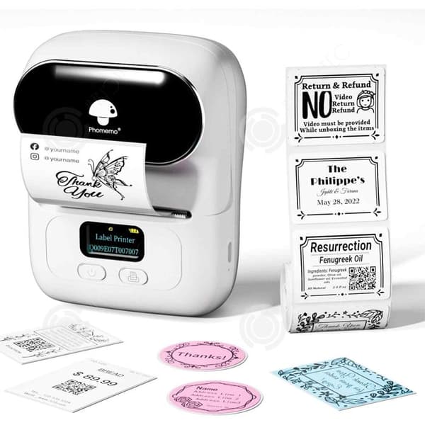 INN Label Printer M110 Bluetooth Label Maker Självhäftande termisk bärbar skrivare med OS och Android med 3 etiketter