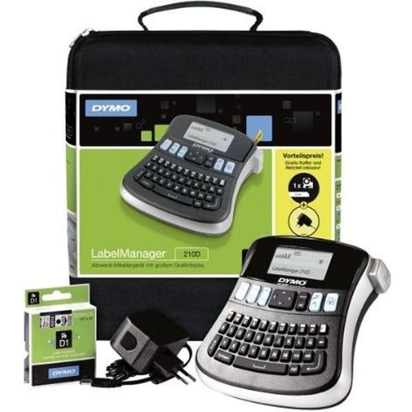 DYMO LabelManager 210D etikettmaskin med D1-band: 6, 9, 12 mm - Vit Svart, Grå