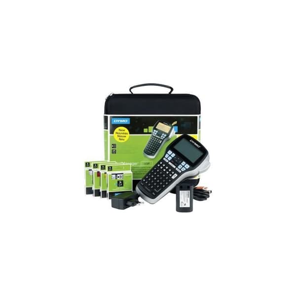 DYMO LabelManager 420P, högpresterande och mångsidig bärbar etikettmaskin, PC/MAC-anslutning, ABC-tangentbord, bärväska Svart, Grå