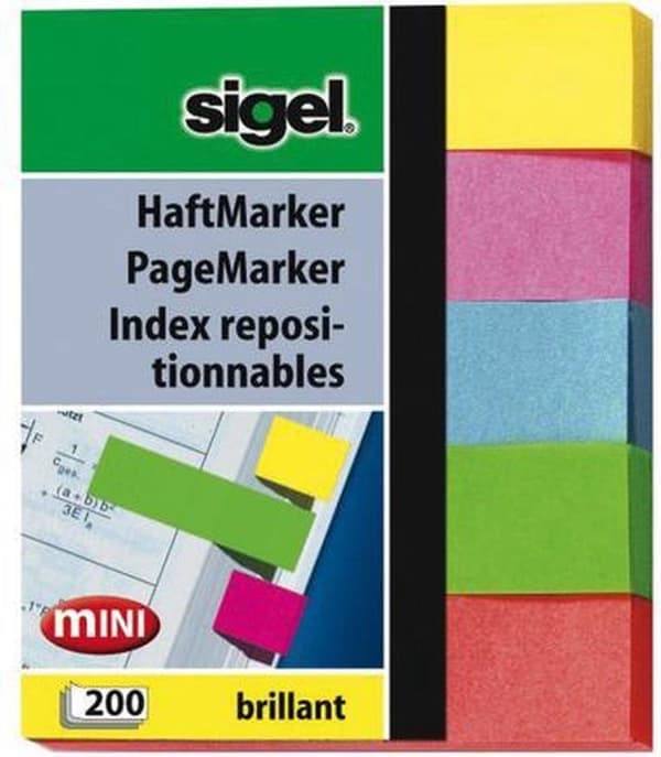 indekseringsstrimler Sigel mini brilliant 5-farve assorteret SI-HN625