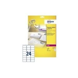 Avery QuickPEEL L7159 - Permanenta adressetiketter - Vita - 63,5 x 33,9 mm 240 etikett(er) (10 ark x 24) (L7159-10.FR)