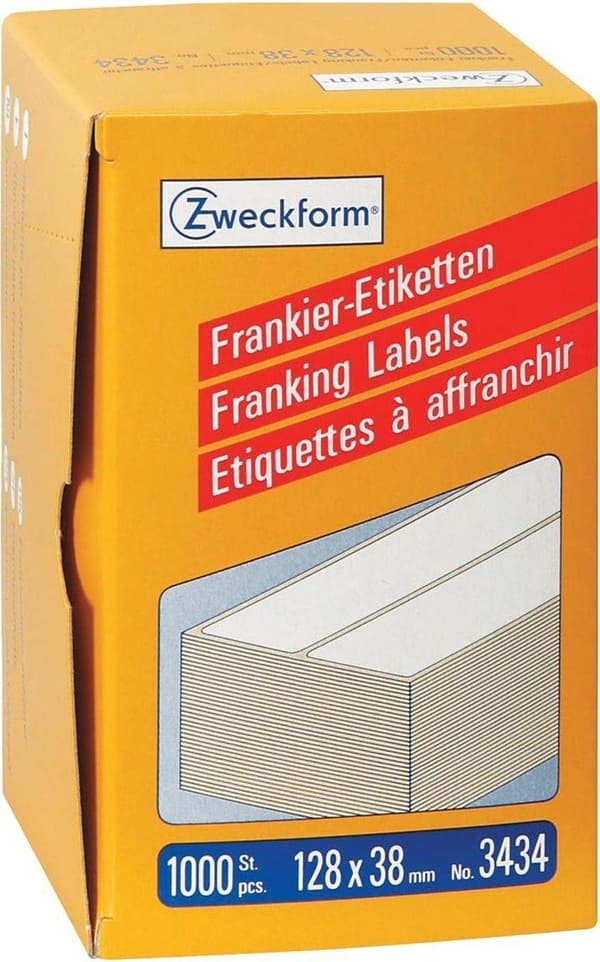 Private label Avery 3434 Frankeringslabel 128x38mm Hvid