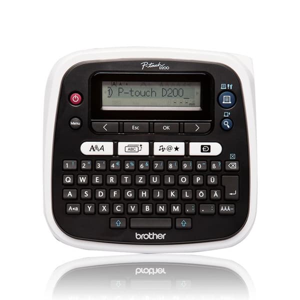 Etikettmaskin - Brother - PT-D200BW - Monokrom - 180 dpi - Utskriftshastighet 20 mm/sek. Grå, Vit