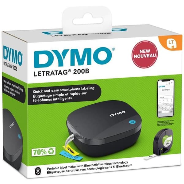 DYMO LetraTag 200B Compact Bluetooth Label Maker, snabb och enkel smartphone-märkning med trådlös teknik